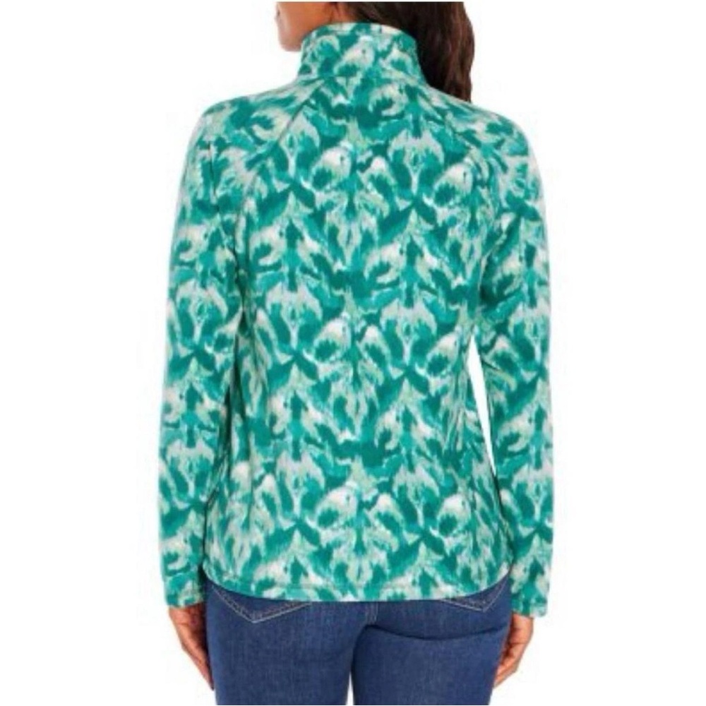 Eddie Bauer 1/4 Zip Polar Fleece Pullover in Turquoise Leaf Ikat Sz Large - Picture 3 of 10